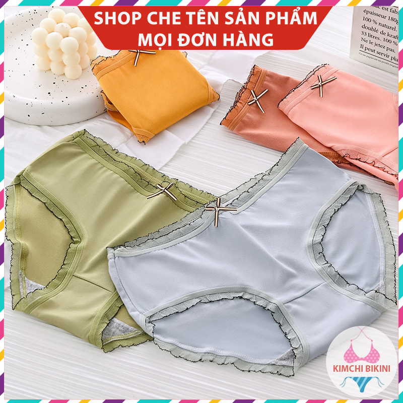 Quần lót chip nữ cotton màu dễ thương KIMCHIBIKINI Quần bikini nót silit nữ xinh mặc trong váy QL044