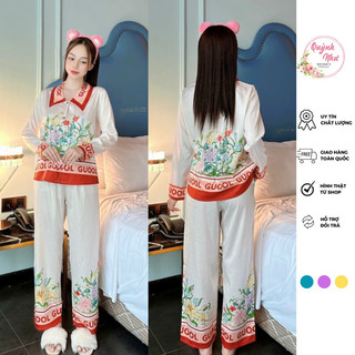 Bộ ngủ pijama gấm xước cao cấp -đồ bộ mặc nhà siêu sang, siêu đẹp
