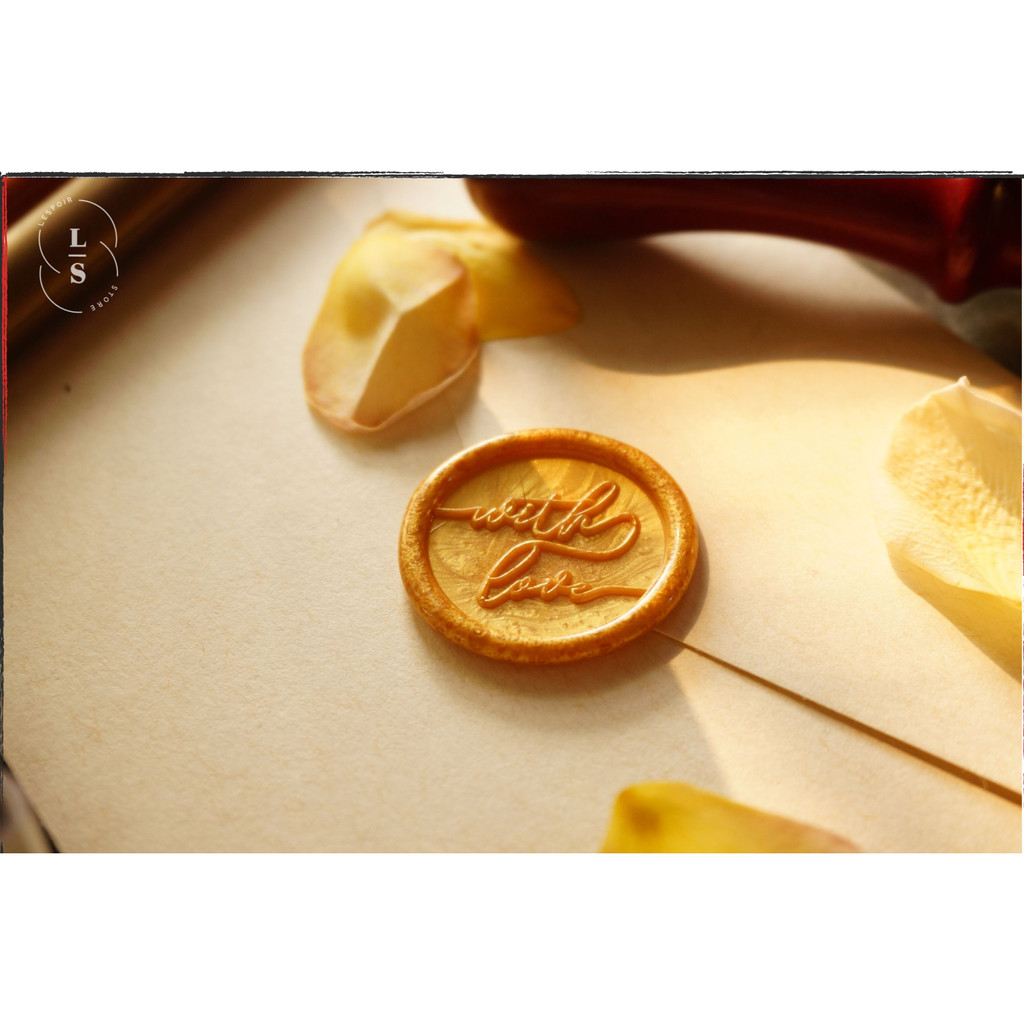 Tem sáp thành phẩm mẫu withlove màu sáp hồng dùng cho thiệp, bao thư, trang trí,...