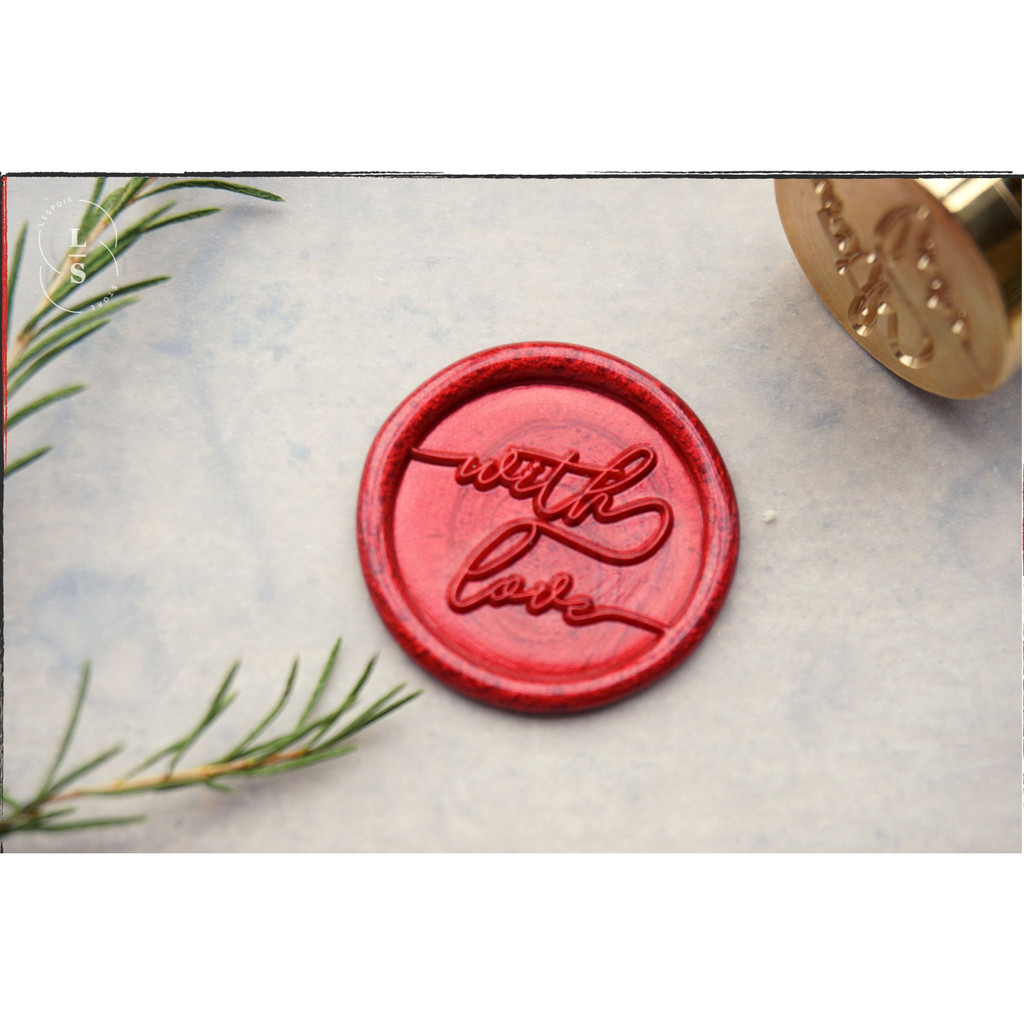 Tem sáp thành phẩm mẫu withlove màu sáp hồng dùng cho thiệp, bao thư, trang trí,...