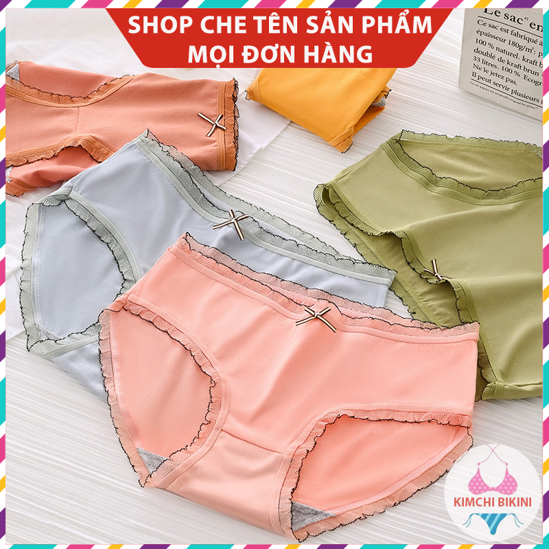 Quần lót chip nữ cotton màu dễ thương KIMCHIBIKINI Quần bikini nót silit nữ xinh mặc trong váy QL044