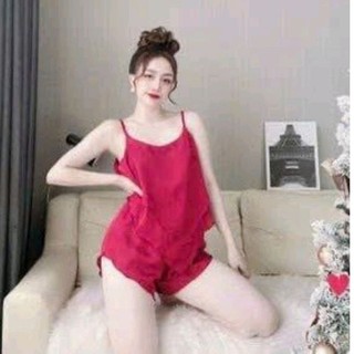 Sét bộ ngủ 2 dây phi lụa satin 2 tầng mềm mịn