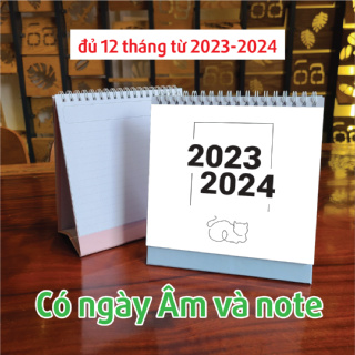 Hình ảnh Lịch để bàn basic 2023-2024, có lịch Âm và note phong cách tối giản, hiện đại