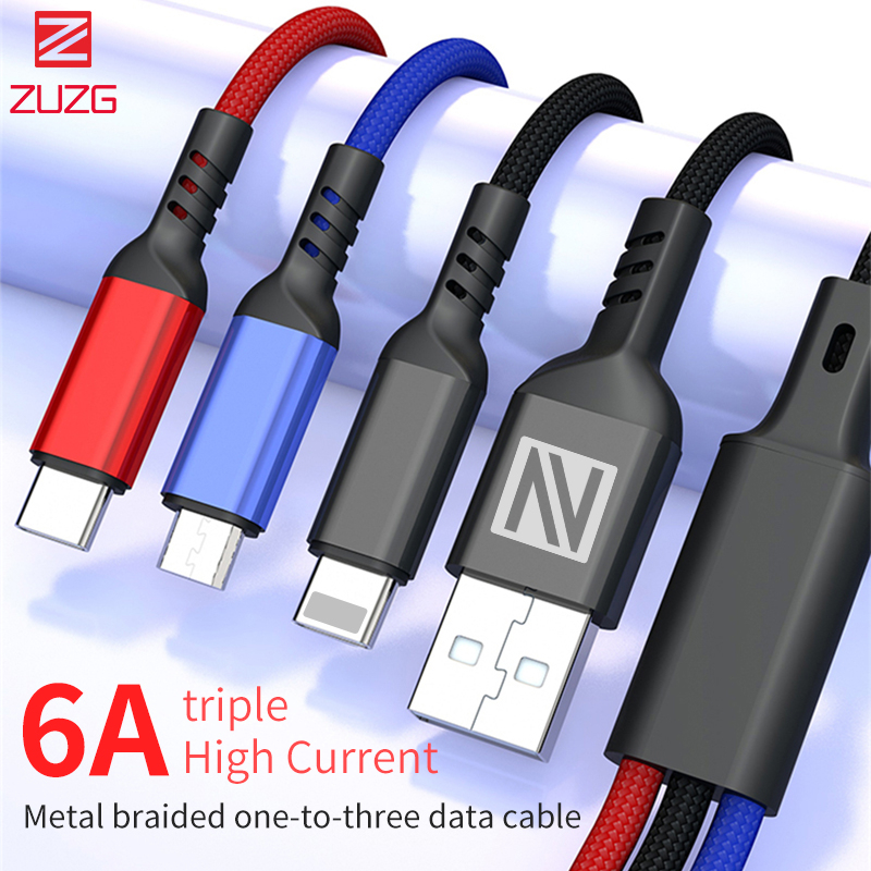 Cáp sạc 3 đầu 3in1 đa năng sạc nhanh PD chính hãng ZUZG MX04