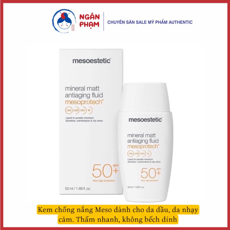 Kem Chống Nắng Da Nhạy Cảm, Da Dầu Mesoestetic Matt SPF50 50ml