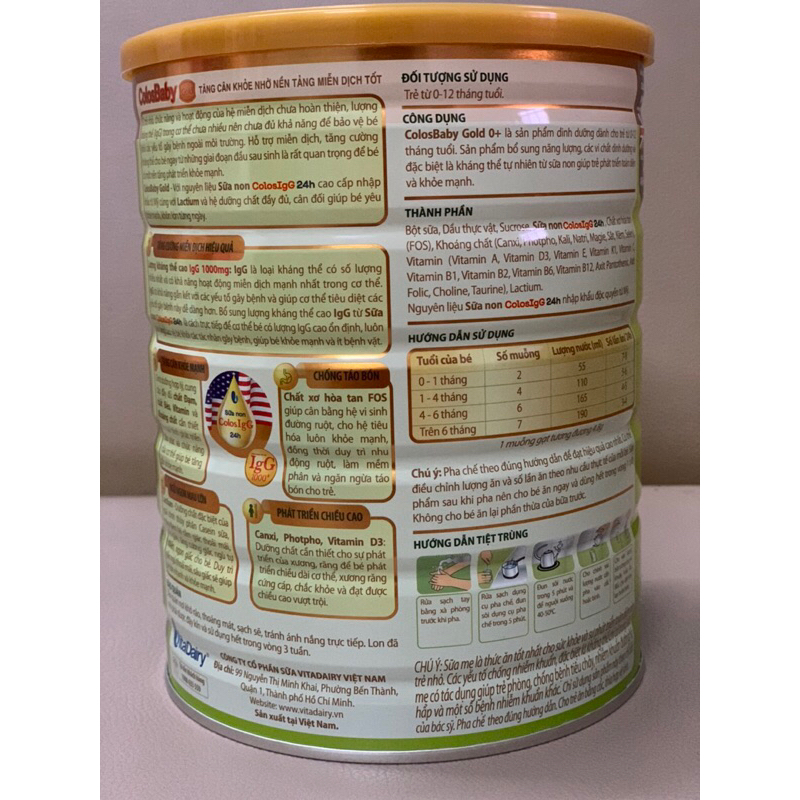 Sữa Colosbaby Gold 800g 1000IgG Đủ loại 0+ 1+ 2 +