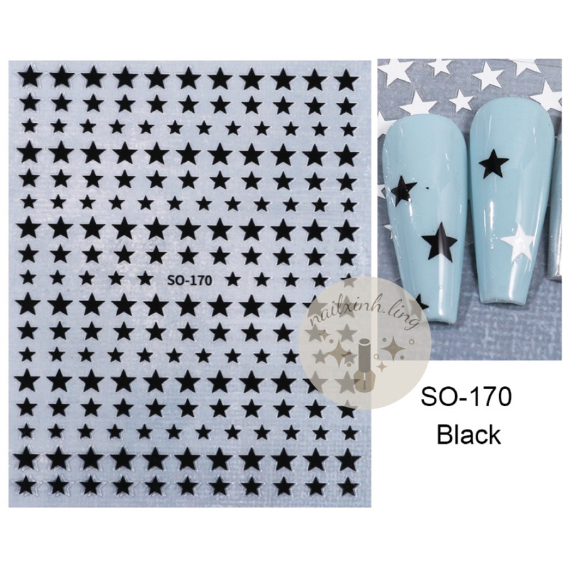 Miếng Dán Trang Trí Móng Tay 3D Kim Tuyến Flash Trái Tim , Hình Dán Móng Tay Gấu , Sticker Nail Ngôi Sao , Nơ