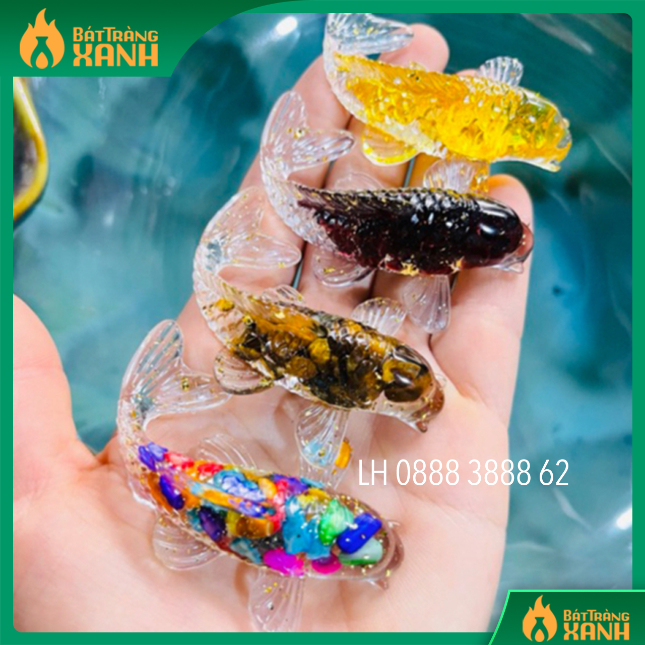 Cá koi phong thủy có xu tài lộc, cá koi đá thạch anh thả bát thả hoa, cá koi thả bát mình đường tụ thủy