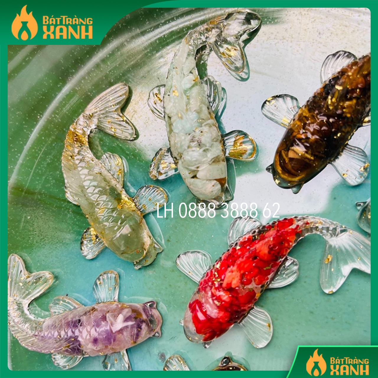 Cá koi phong thủy có xu tài lộc, cá koi đá thạch anh thả bát thả hoa, cá koi thả bát mình đường tụ thủy