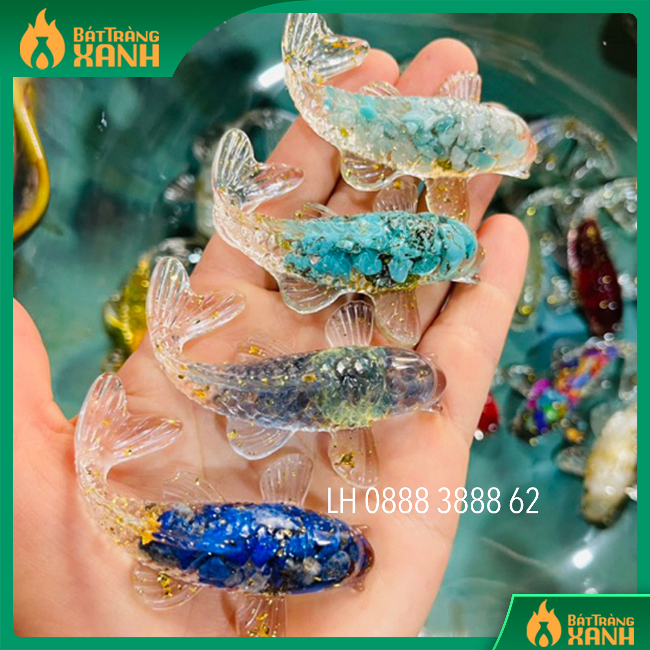 Cá koi phong thủy có xu tài lộc, cá koi đá thạch anh thả bát thả hoa, cá koi thả bát mình đường tụ thủy