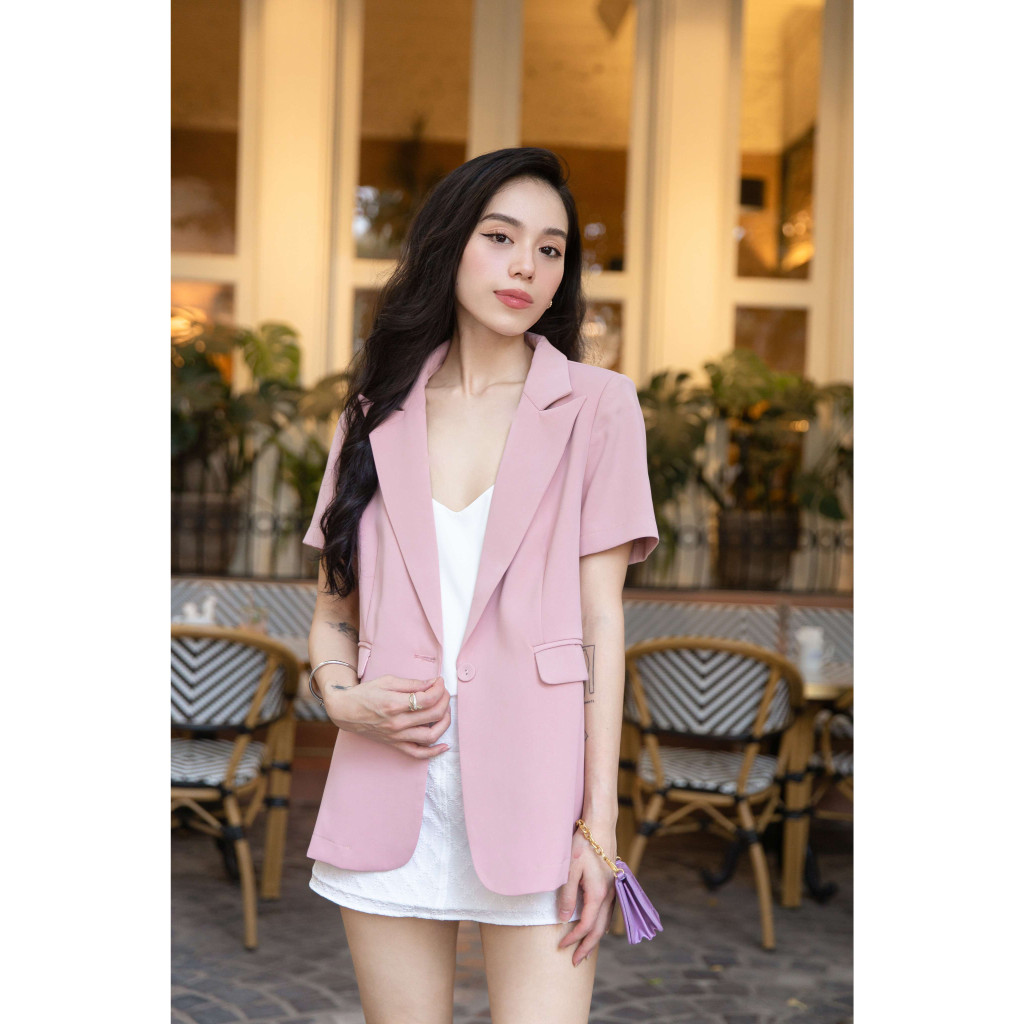Áo blazer nữ tay ngắn Jissy cộc tay Maiimer Màu hồng