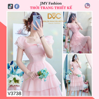 V3738 Váy hồng tiểu thư xòe tầng [Dolce Viva Colection (DVC)] váy đầm công chúa dự tiệc nữ tính