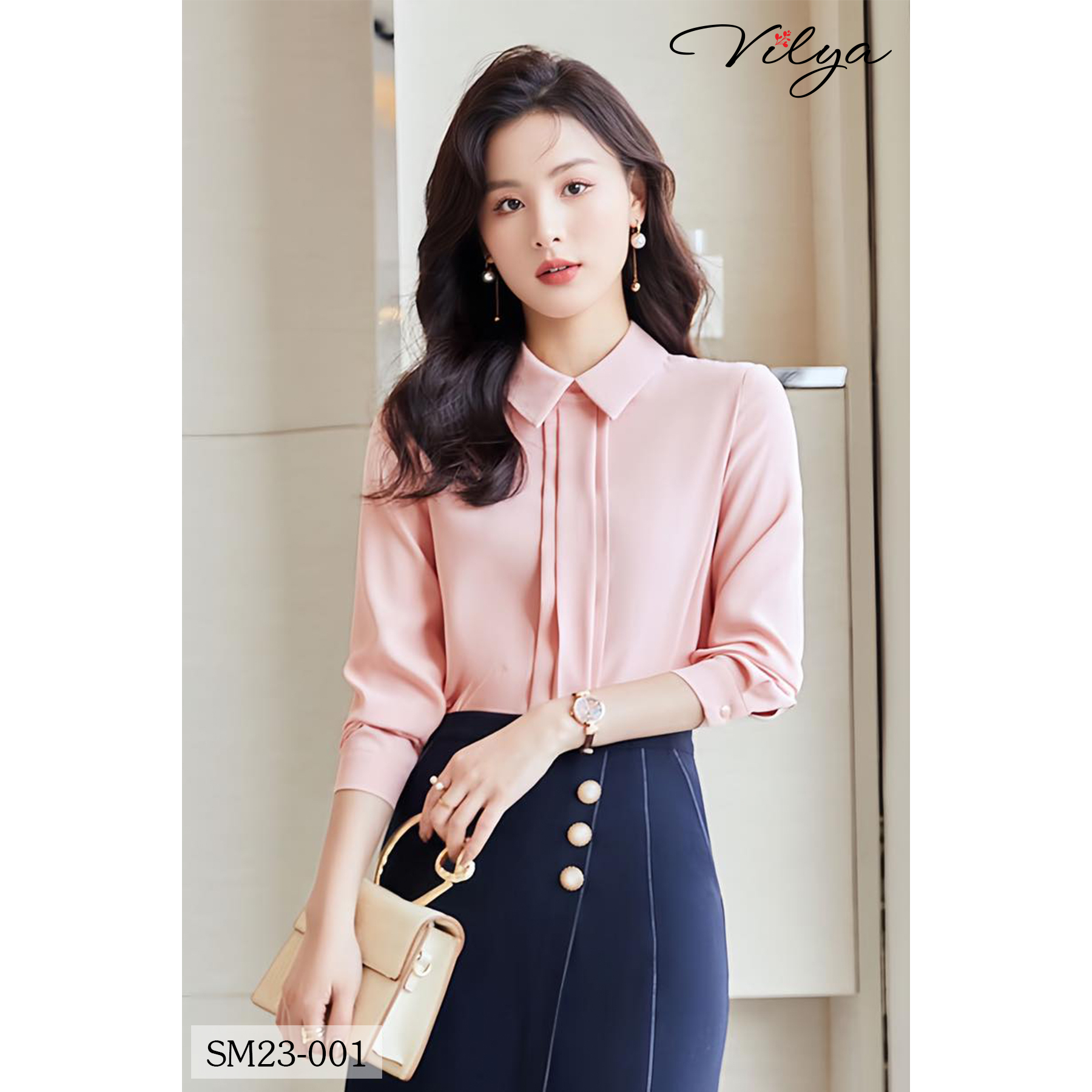 Áo sơ mi nữ trắng kiểu công sở tay dài trẻ trung basic sang chảnh VILYA SM23-001