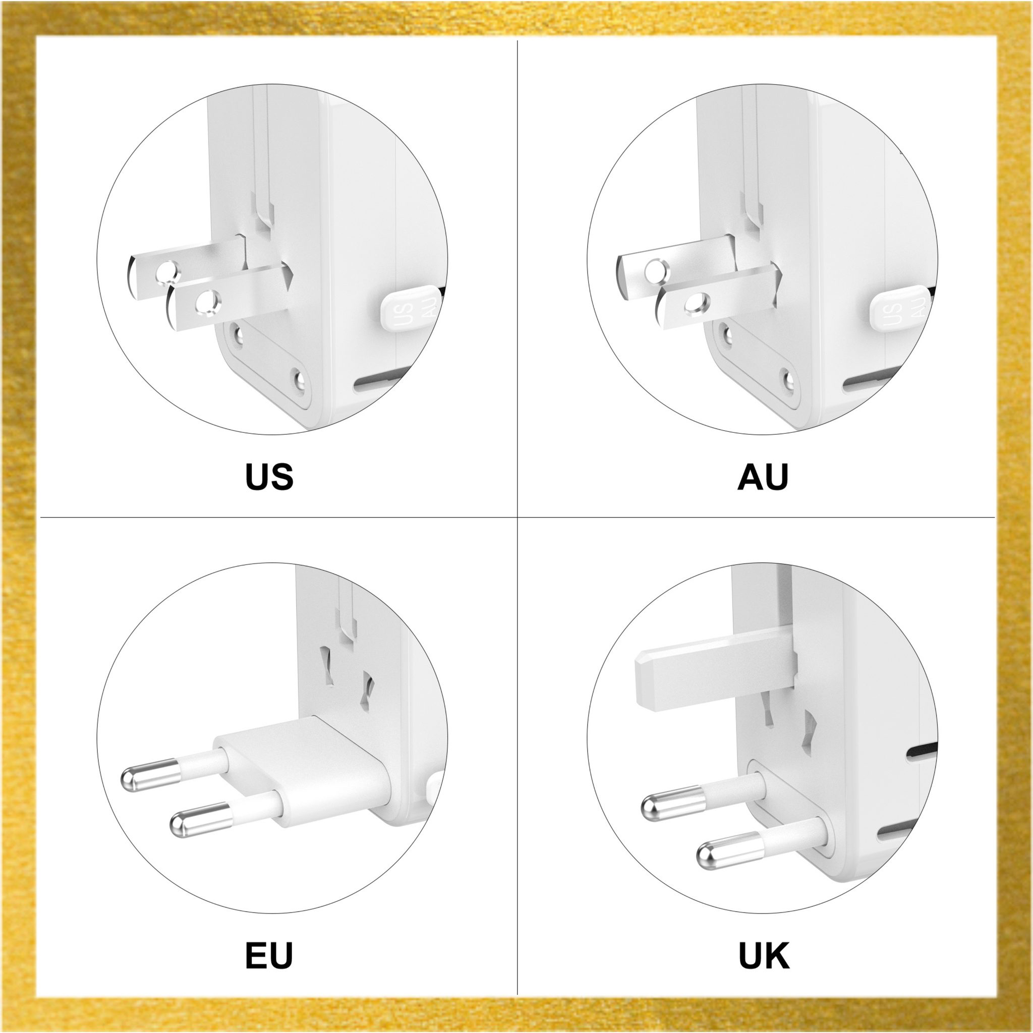 Sạc nhanh 65W HIMAP GaN PRO Travel Worldwide, chân cắm đa dụng