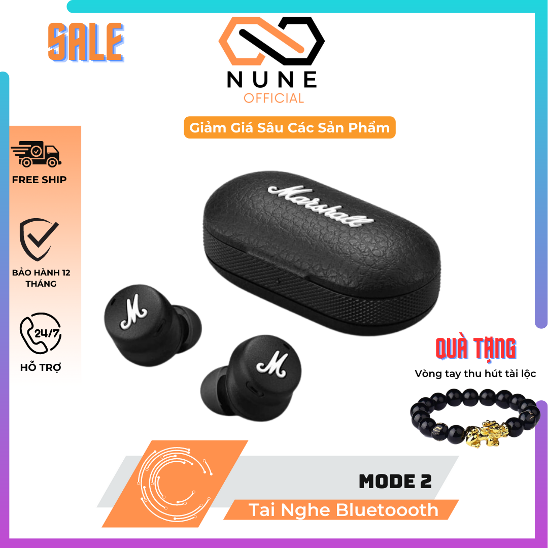 Tai Nghe Marshall mode 2 kết nối bluetooth, thiết kế trẻ trung năng động, nút tai nhiều cỡ, pin khỏe đàm thoại tốt