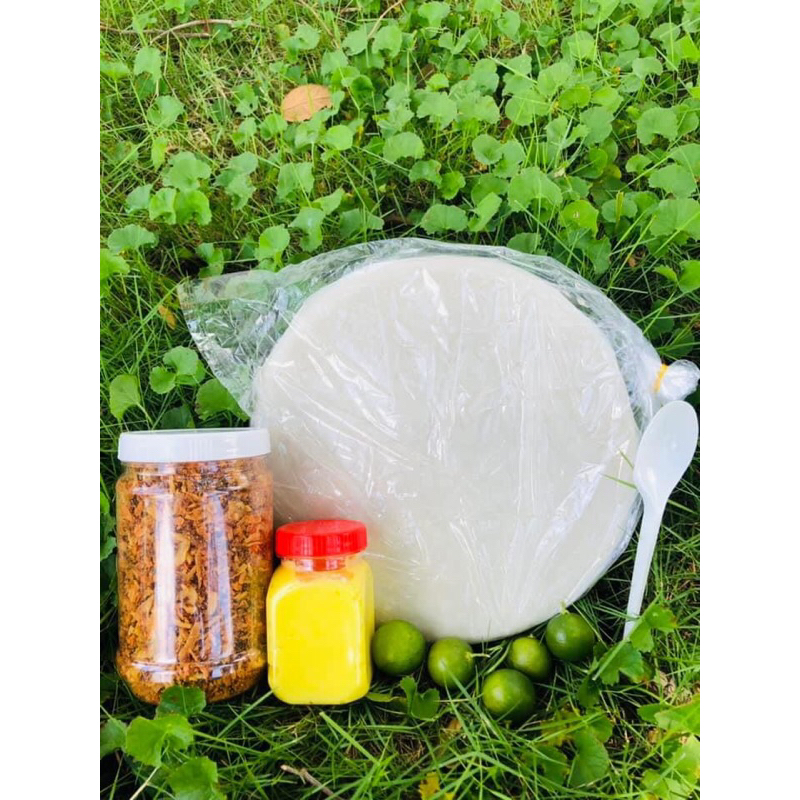 Combo Phơi Sương 500g: bánh tráng phơi sương 250g, bơ trứng gà 100g & muối hành phi ruốc 150g.