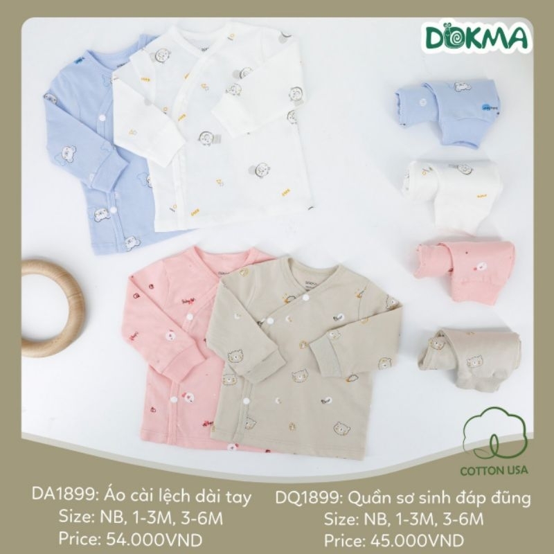 BỘ DÀI TAY SƠ SINH CÀI CHÉO CHO BÉ DOKMA
