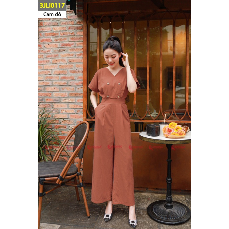 Đồ Bộ Nữ 𝐂𝐀𝐑𝐃𝐈𝐍𝐀 Cao Cấp Jumpsuit Cổ V đan chéo tay liền Quần ống suông 3JLI01