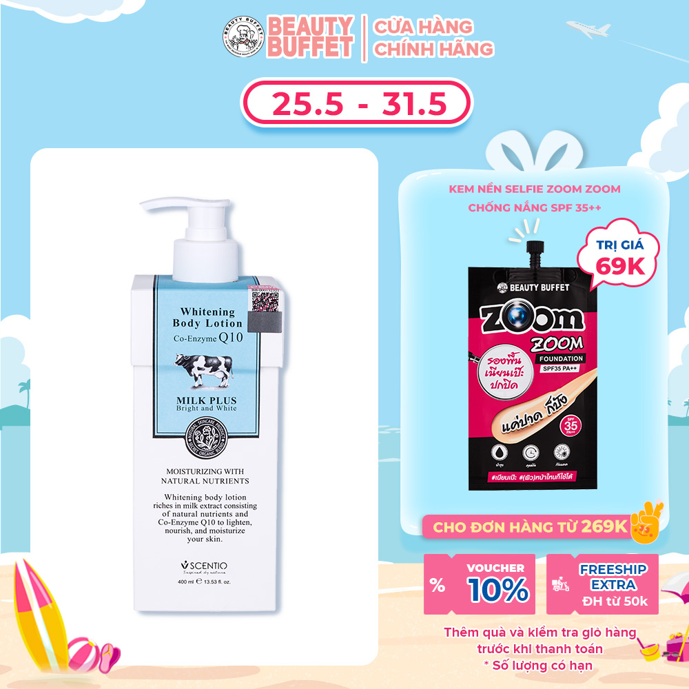 Dưỡng thể dưỡng trắng và trẻ hóa da Scentio Milk Plus 400ml