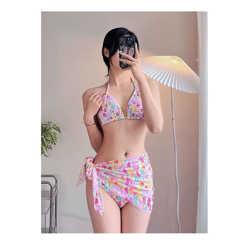 SET BIKINI BA MẢNH XỐP HOA NHÍ HỒNG
