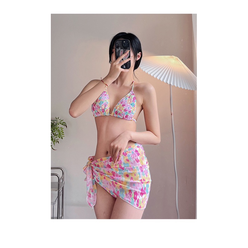 SET BIKINI BA MẢNH XỐP HOA NHÍ HỒNG
