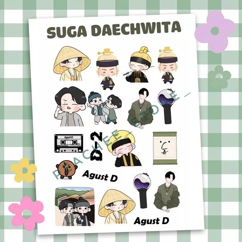Sticker Daechwita chibi BTS SUGA Agust D hình dán trang trí sổ tay điện thoại laptop