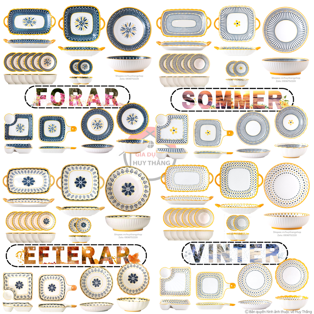 Bát Đĩa Decor Có Tay Cầm Phong Cách Bắc Âu Scandinavia, Đĩa Vuông Có Tay Cầm, Đĩa chữ nhật