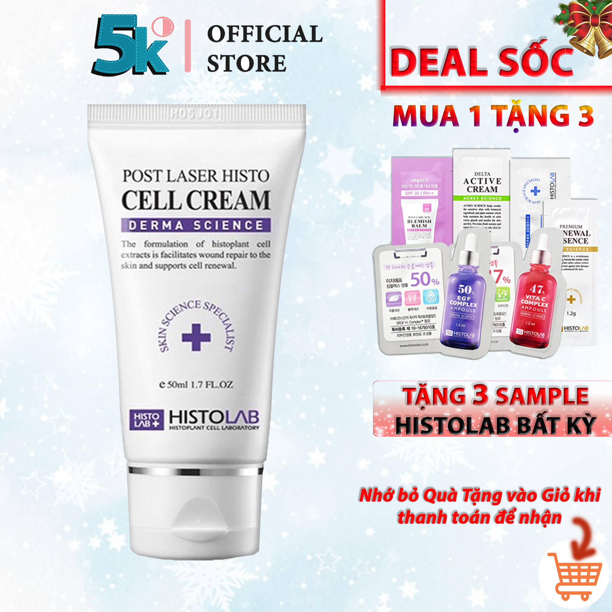 Kem Phục Hồi Tái Tạo Da HISTOLAB Sau LASER - POST Care Histo CellL Cream (12ml-50ml)