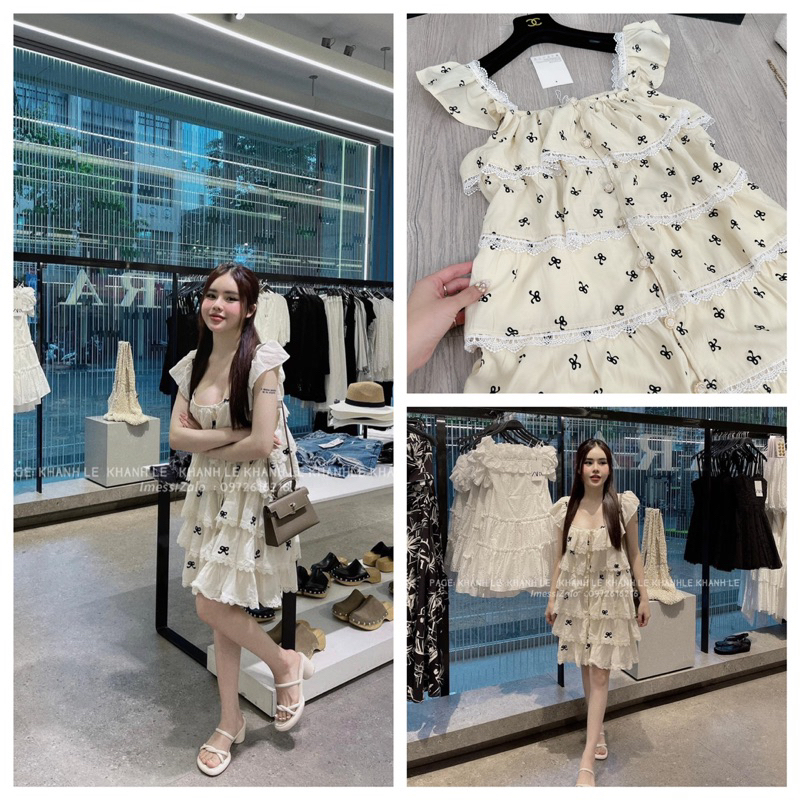 [ 𝐅𝐑𝐄𝐄 𝐒𝐇𝐈𝐏 ] Váy nơ cánh tiên bèo tầng viền ren siêu xinh Vải đũi xước QC chuẩn mẫu, kp in nhé, xếp tầng xoè