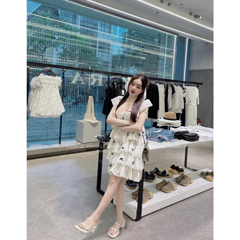 [ 𝐅𝐑𝐄𝐄 𝐒𝐇𝐈𝐏 ] Váy nơ cánh tiên bèo tầng viền ren siêu xinh Vải đũi xước QC chuẩn mẫu, kp in nhé, xếp tầng xoè