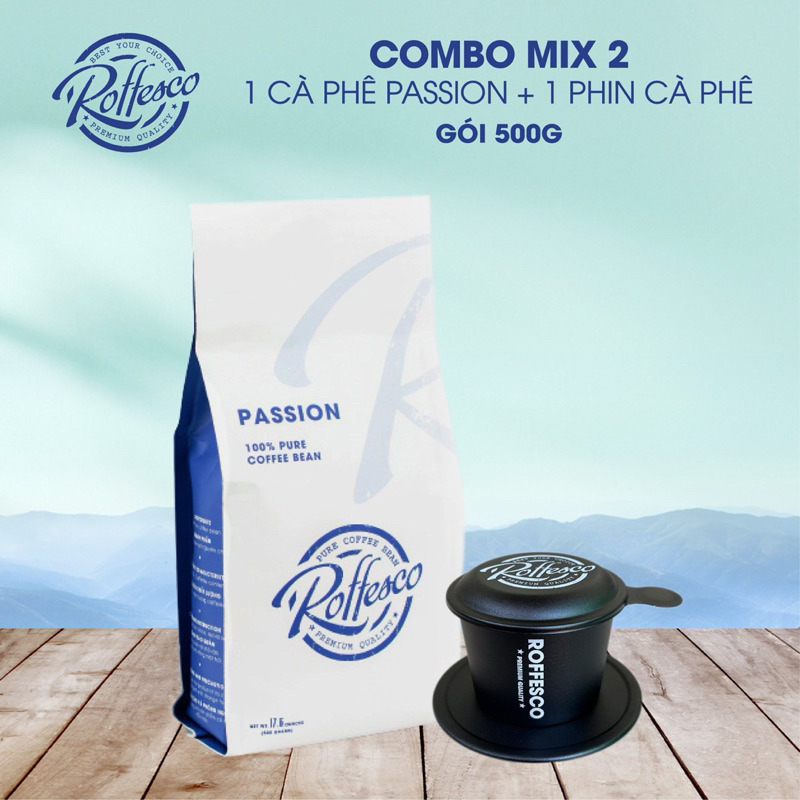 Combo Cà Phê Nguyên Chất Passion & Phin Cà Phê Nhôm Cao Cấp ROFFESCO