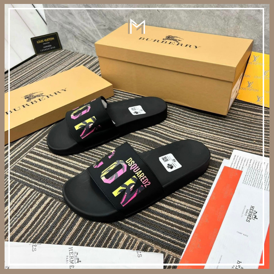 Dép nam quai ngang DSQ2 siêu cấp , dép nam quai ngang họa tiết in nổi đế cao su cực êm , chống thấm nước full box