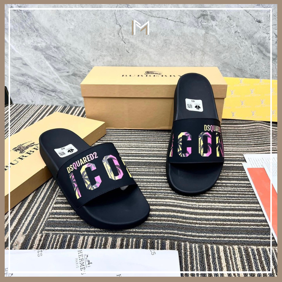 Dép nam quai ngang DSQ2 siêu cấp , dép nam quai ngang họa tiết in nổi đế cao su cực êm , chống thấm nước full box