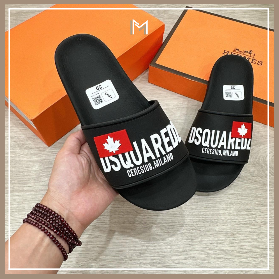 Dép nam quai ngang DSQ2 siêu cấp , dép nam quai ngang họa tiết in nổi đế cao su cực êm , chống thấm nước full box