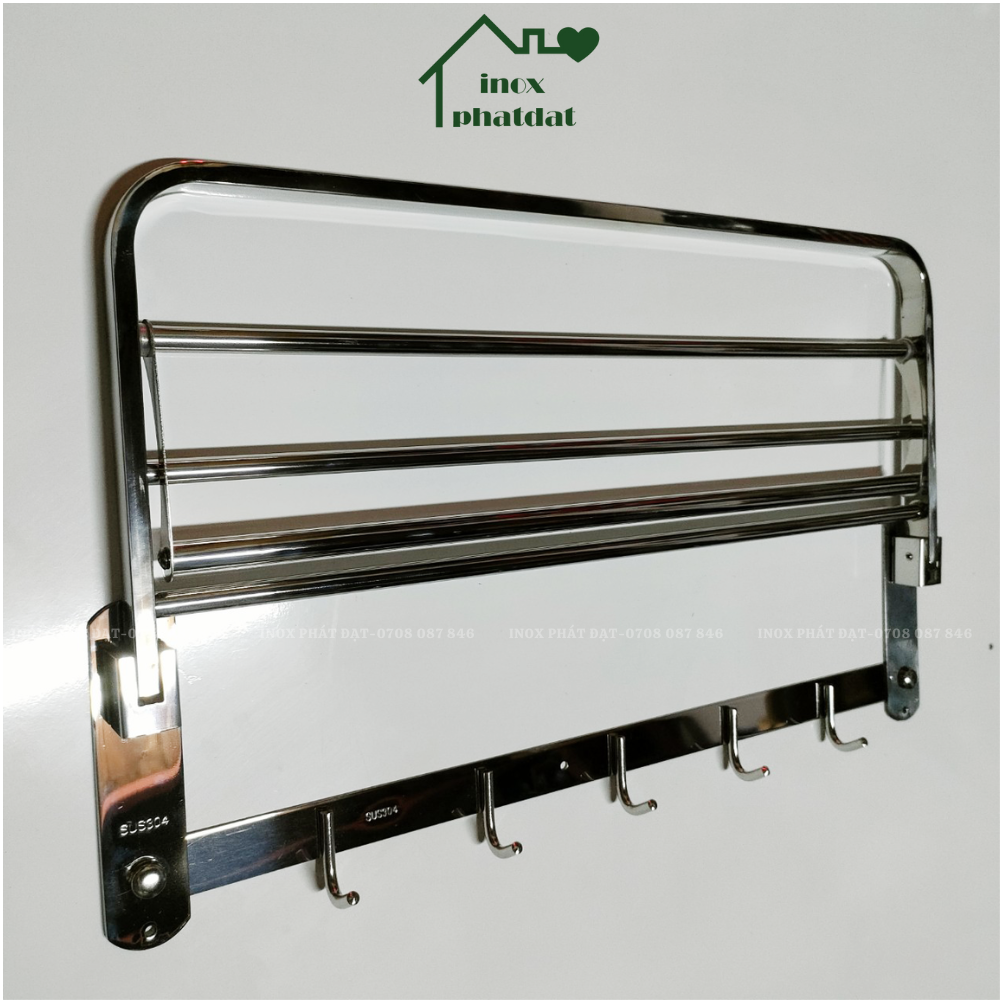 Máng khăn tầng đa năng Inox 304 PHÁT ĐẠT không rỉ sét, thanh treo khăn, giá móc khăn mặt nhà tắm, vắt khăn inox