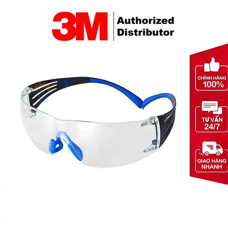 Kính bảo hộ 3M SF401SGAF-BLU kính chống bụi, chống tia UV, chống đọng sương, chống trầy xước cao cấp