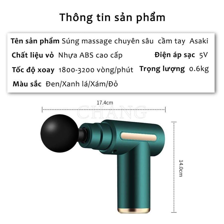 Máy Massage Cầm Tay Mini, Súng Massage Cầm Tay Đa Năng Trị Liệu Cổ Vai Gáy 4 Đầu 6 Chế Độ Cao Cấp