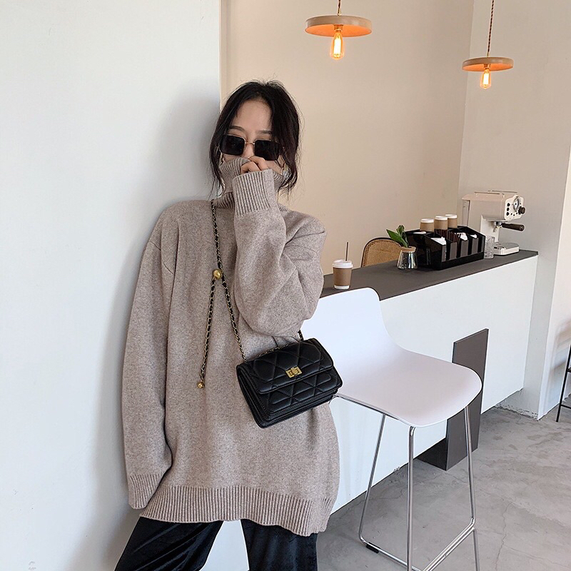 Túi xách nữ, Túi đeo chéo mini thời trang khoá xoay dây xích- 139
