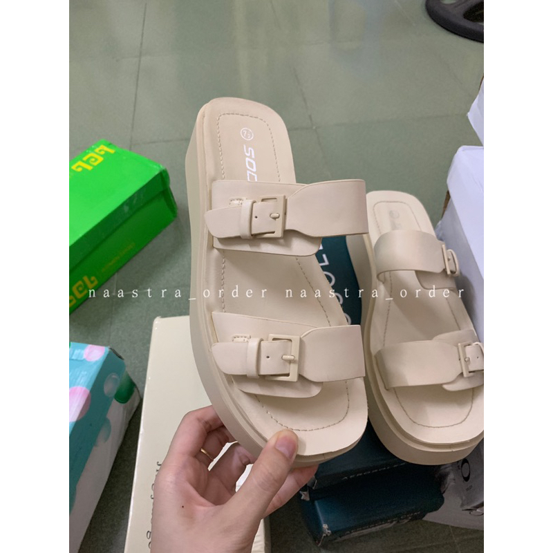 Order Xuất Dư Dép Lê Sandal 4cm Hai Quai Hồng Kem