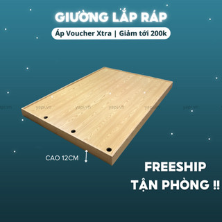 Giường ngủ bệt cao 12cm kiểu nhật không đầu giường gỗ mdf nhập khẩu tự lắp tại nhà dễ dàng ghc-9192