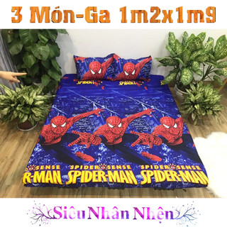 Bộ 3 món 1m2x1m9 ga gối siêu nhân nhện cotton poly