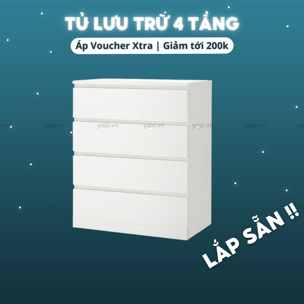 Tủ đựng đồ đa năng 4 ngăn kéo ĐÓNG SẴN phong cách hiện đại 80x48x100cm YAPI-106