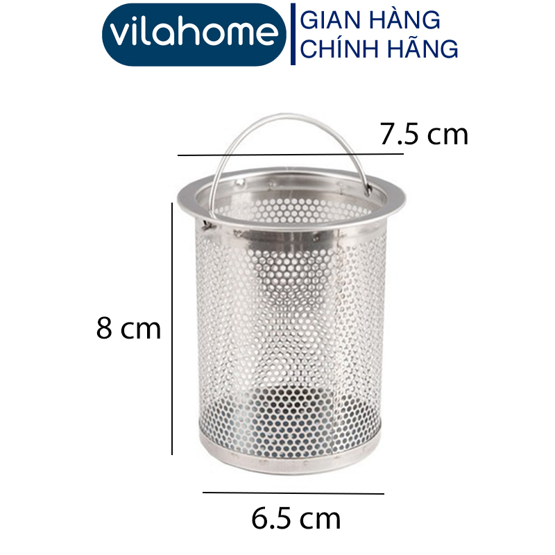 Giỏ Lọc Rác Bồn Rửa Bát VilaHome, Lọc Rác inox 304, Hàng Cao Cấp Chắc Chắn Có Quay Xách Tiện Dụng