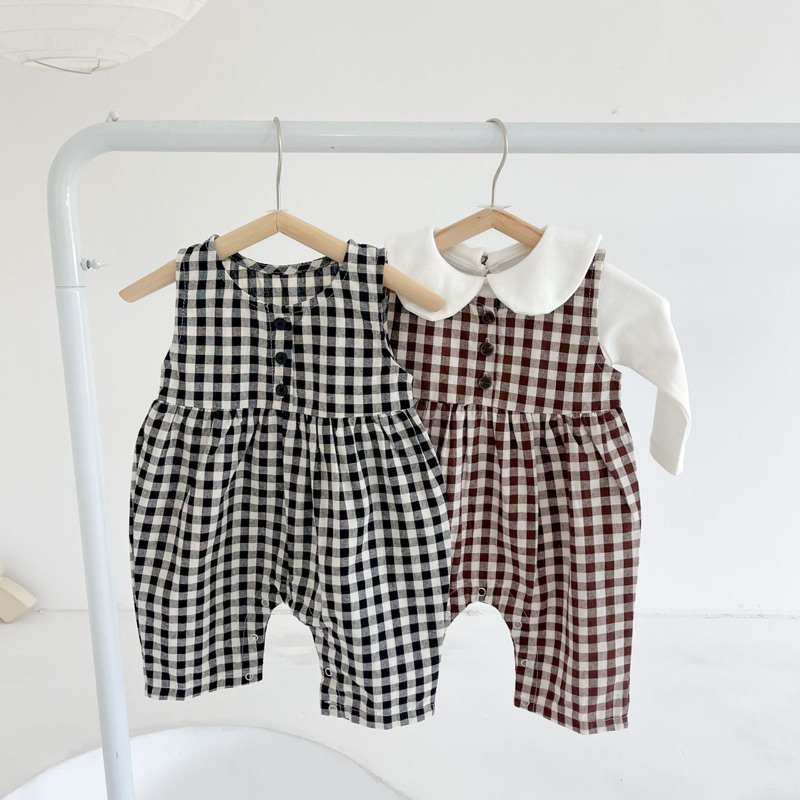 Set Body Cho Bé Gái Kẻ Caro Phong Cách Hàn Quốc Xinh Xắn Hàng QCCC Mã 1228