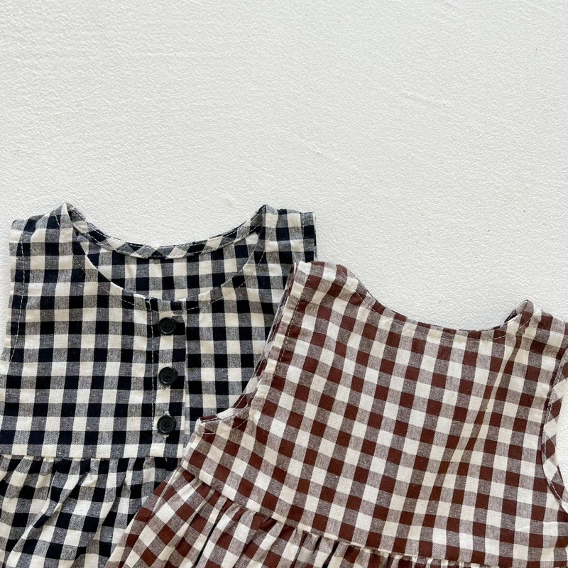 Set Body Cho Bé Gái Kẻ Caro Phong Cách Hàn Quốc Xinh Xắn Hàng QCCC Mã 1228