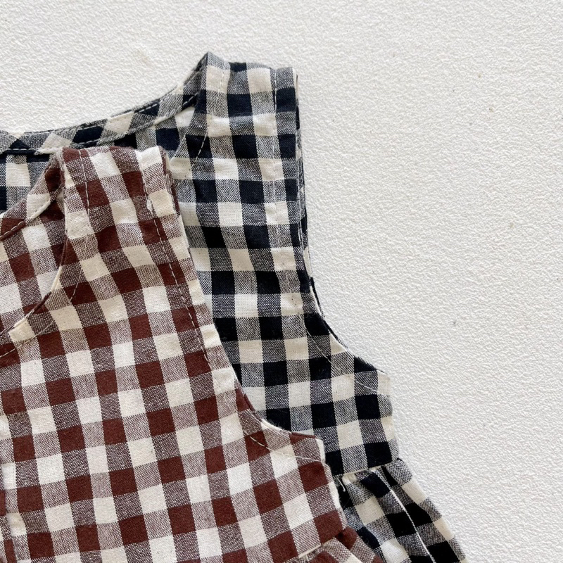 Set Body Cho Bé Gái Kẻ Caro Phong Cách Hàn Quốc Xinh Xắn Hàng QCCC Mã 1228