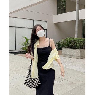 Đầm thun gân 2 dây form dài RUCHAN