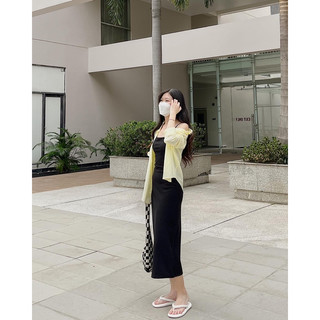 Đầm thun gân 2 dây form dài RUCHAN