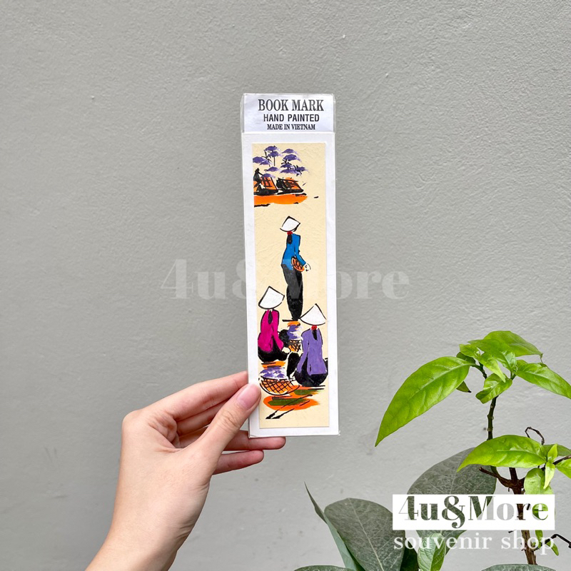 Kẹp sách trang giấy dó cô gái áo dài truyền thống phong cảnh Việt Nam