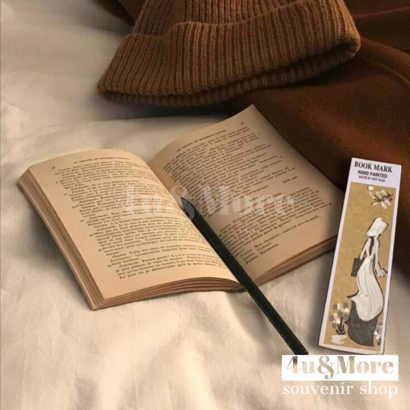 Kẹp sách trang giấy dó cô gái áo dài truyền thống phong cảnh Việt Nam